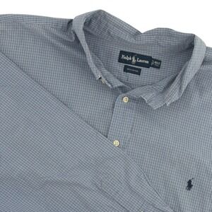 Ralph Lauren Mens 4XLT Tall Blue Micro Check Button‎ Down Long Sleeve Shirt